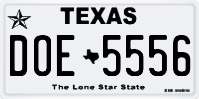 TX license plate DOE5556
