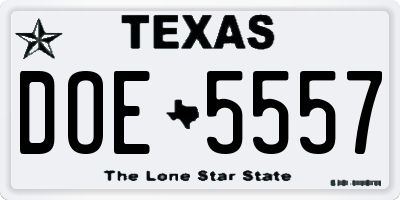 TX license plate DOE5557