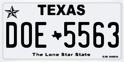 TX license plate DOE5563