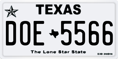TX license plate DOE5566
