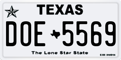 TX license plate DOE5569
