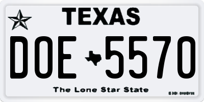 TX license plate DOE5570