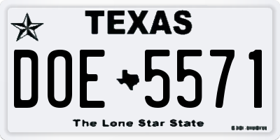 TX license plate DOE5571