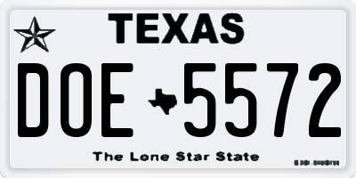 TX license plate DOE5572