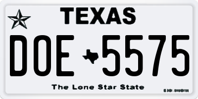TX license plate DOE5575