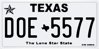 TX license plate DOE5577
