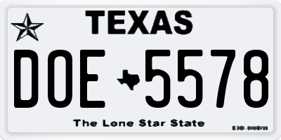 TX license plate DOE5578