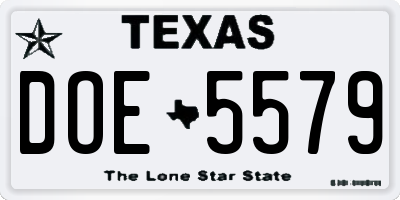 TX license plate DOE5579