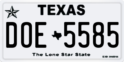 TX license plate DOE5585