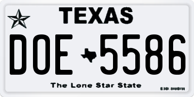 TX license plate DOE5586