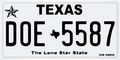 TX license plate DOE5587