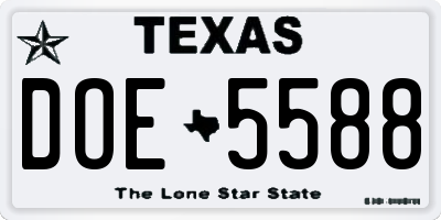 TX license plate DOE5588