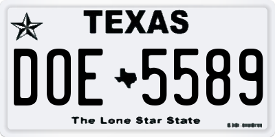 TX license plate DOE5589