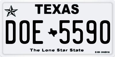 TX license plate DOE5590