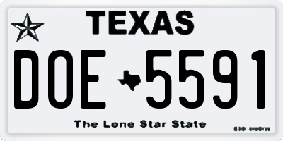 TX license plate DOE5591