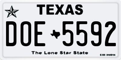 TX license plate DOE5592
