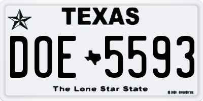 TX license plate DOE5593
