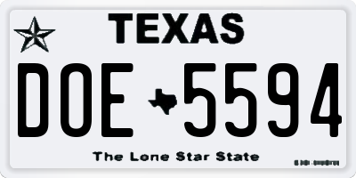 TX license plate DOE5594
