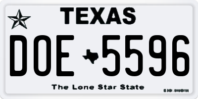 TX license plate DOE5596