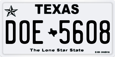 TX license plate DOE5608