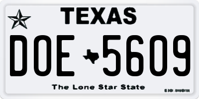TX license plate DOE5609