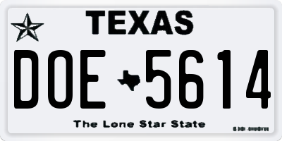 TX license plate DOE5614