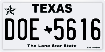 TX license plate DOE5616