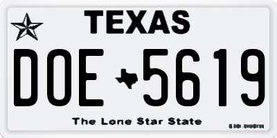 TX license plate DOE5619