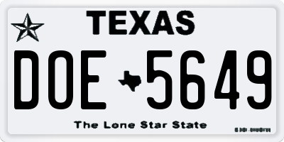 TX license plate DOE5649