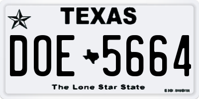 TX license plate DOE5664