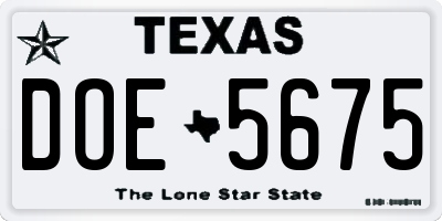 TX license plate DOE5675