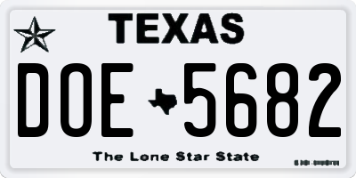 TX license plate DOE5682