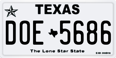 TX license plate DOE5686