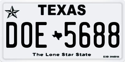 TX license plate DOE5688