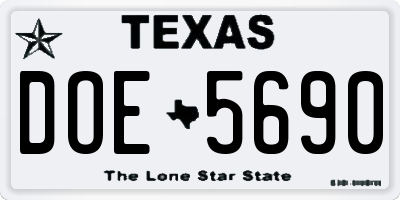 TX license plate DOE5690