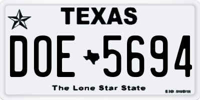 TX license plate DOE5694