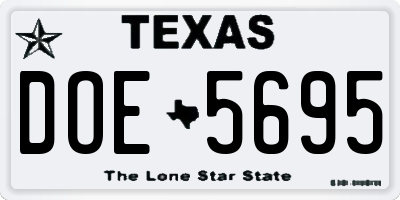 TX license plate DOE5695