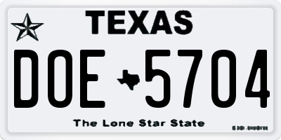 TX license plate DOE5704
