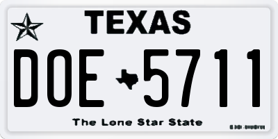 TX license plate DOE5711