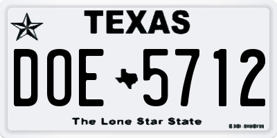 TX license plate DOE5712