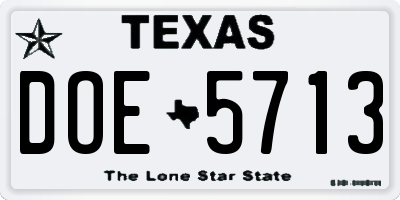 TX license plate DOE5713