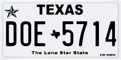 TX license plate DOE5714