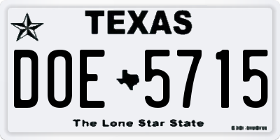 TX license plate DOE5715