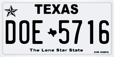 TX license plate DOE5716