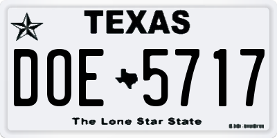 TX license plate DOE5717