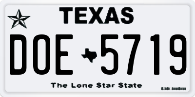 TX license plate DOE5719