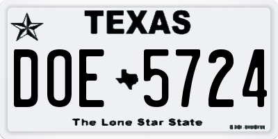 TX license plate DOE5724