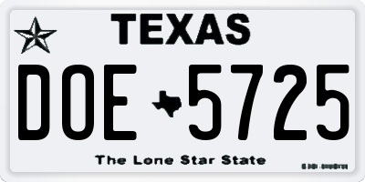 TX license plate DOE5725