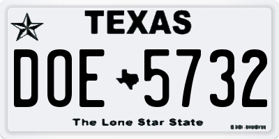 TX license plate DOE5732