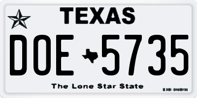 TX license plate DOE5735